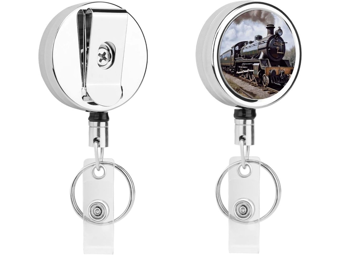 Clipe Crachá, Porta Crachá Com Estampa Fofa De Locomotiva A Vapor, Carretel Retrátil De Metal Professores