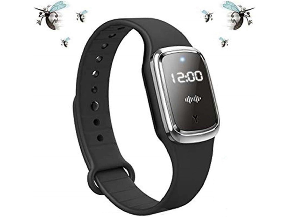 Pulseiras Repelente De Mosquito Ultra-sônico, Relógio Pulseira Eletrônica Anti-mosquito Com Usb (preto)