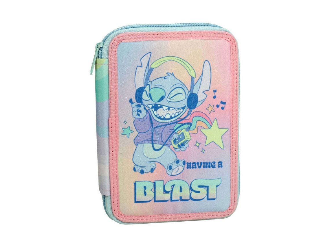 Estojo De Lápis Disney Lilo E Stitch Com Dois Compartimentos E Conteúdo.
