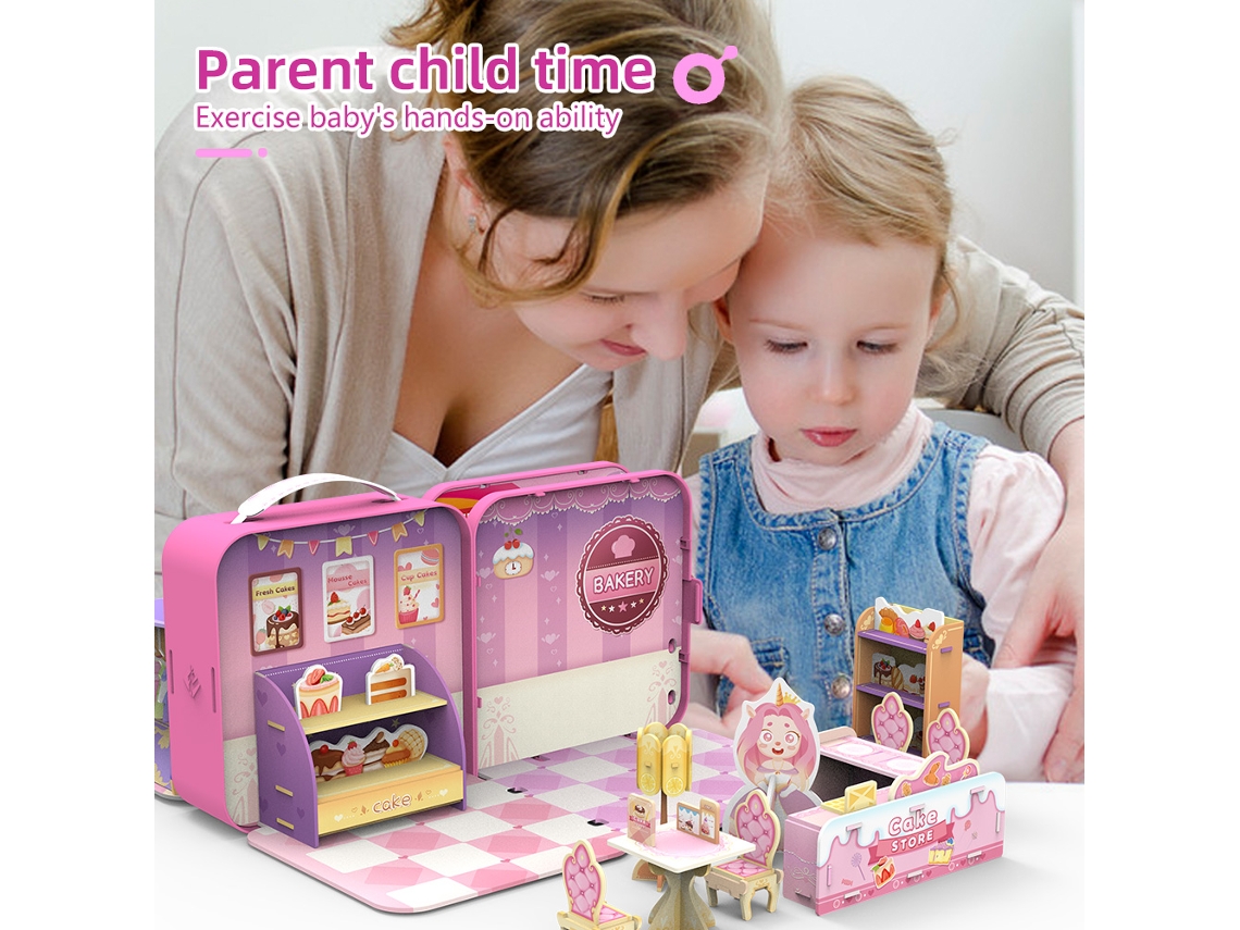 Mali livro de Quebra cabeça 3d Diy Loja de Doces Brinquedo Educativo Presente para Meninas 3+ Natal