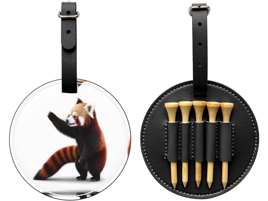 Bolsa Preta para Tees de Golfe com Estampa de Panda Vermelho Fácil de Transportar e Mais Eficiente para Joga