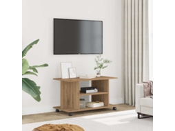 Móvel Tv Com Rodas 80x40x45cm Deriv. Madeira Carvalho Artisiano Dkd Home Decor