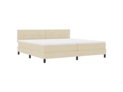 Maison Exclusive - Cama Box Com Fitas Led Com Cabeceira Creme 200 X 200 Cm Tecido