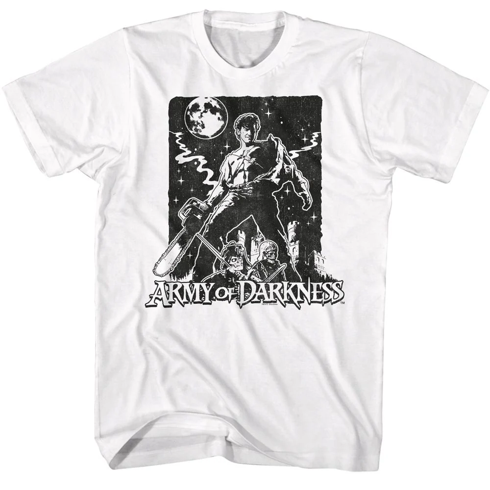 Unisex Adult T-shirt Rockinstone Army Of Darkness Movie Army Of Darkness Movie Stark Night White Sizem