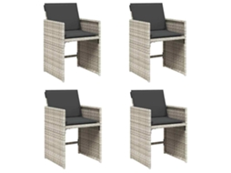 Conjunto de 4 Cadeiras de Jardim com Almofadões Vime Pe Cinzento Claro MAISON EXCLUSIVE