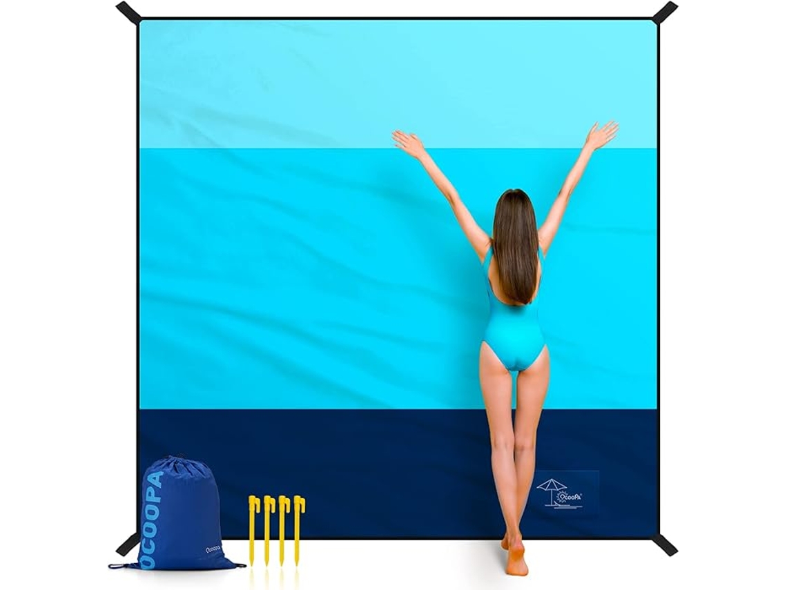 Cobertor de Praia, Livre de Areia, Supergrande, 200 X 200 Cm, À Prova de Areia, Macio, Confortável, Material Durável, Listras Largas STELASPLEN