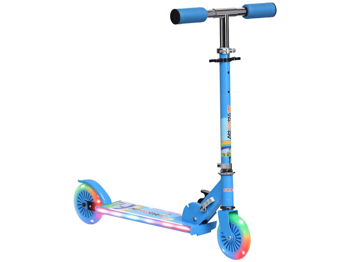 Patinete Infantil Dobrável Para Crianças De 3 A 7 Anos, Com Rodas De Pu Iluminadas E Música, 67 X 32 X 78 Cm, Azul.