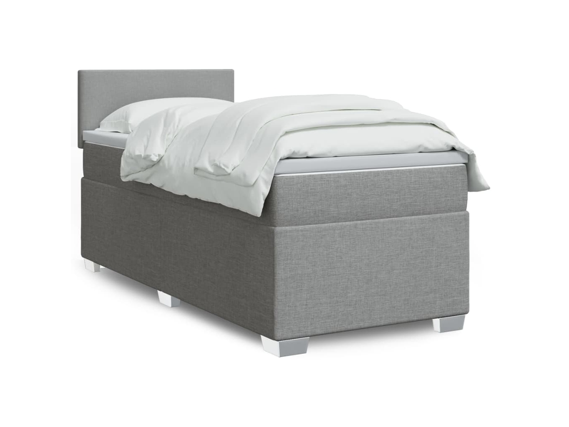 Vidaxl Cama Com Molas/colchão 90x190 Cm Tecido Cinzento-claro