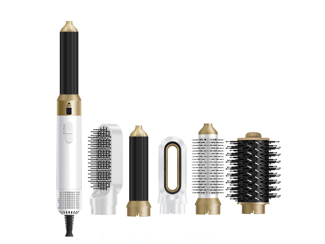 Chapinha 6 em 1 com Secador de Cabelo de Alta Velocidade e Penteados Versáteis Branco e Dourado ZSANFS