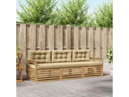 Vidaxl Conjunto De Sofás Para Exterior 3 Unid. Branco E Bege Poliéster