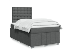 Vidaxl Cama Boxspring Com Colchão 120x190 Cm Tecido Cinzento-escuro