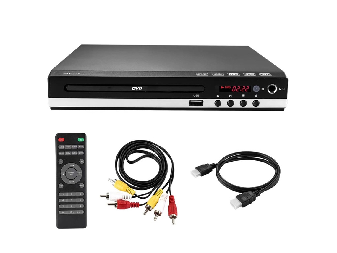 Leitor De Dvd Multizona Hd-229, Saídas Hdmi E Av, Porta Para Microfone De Karaokê, Reprodução Usb, Controle Remoto Incluído, Para Tv E Projetor.