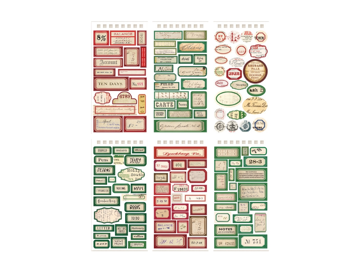 12 folhas de adesivos retro para planner e scrapbook | S/MARCA
