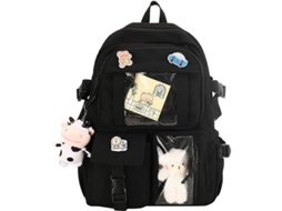 Mochila Escolar Kawaii Japonesa, Resistente à Água, com Pingente, para Adolescentes, Laptop 15,6