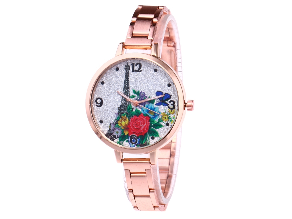Relógio de pulso unissex Zhoulianfa com pulseira de aço (ouro rosa)