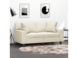 Sofá de 2 Lugares HARLANV1 Relaxamento + Almofadas em Couro Creme 120 Cm