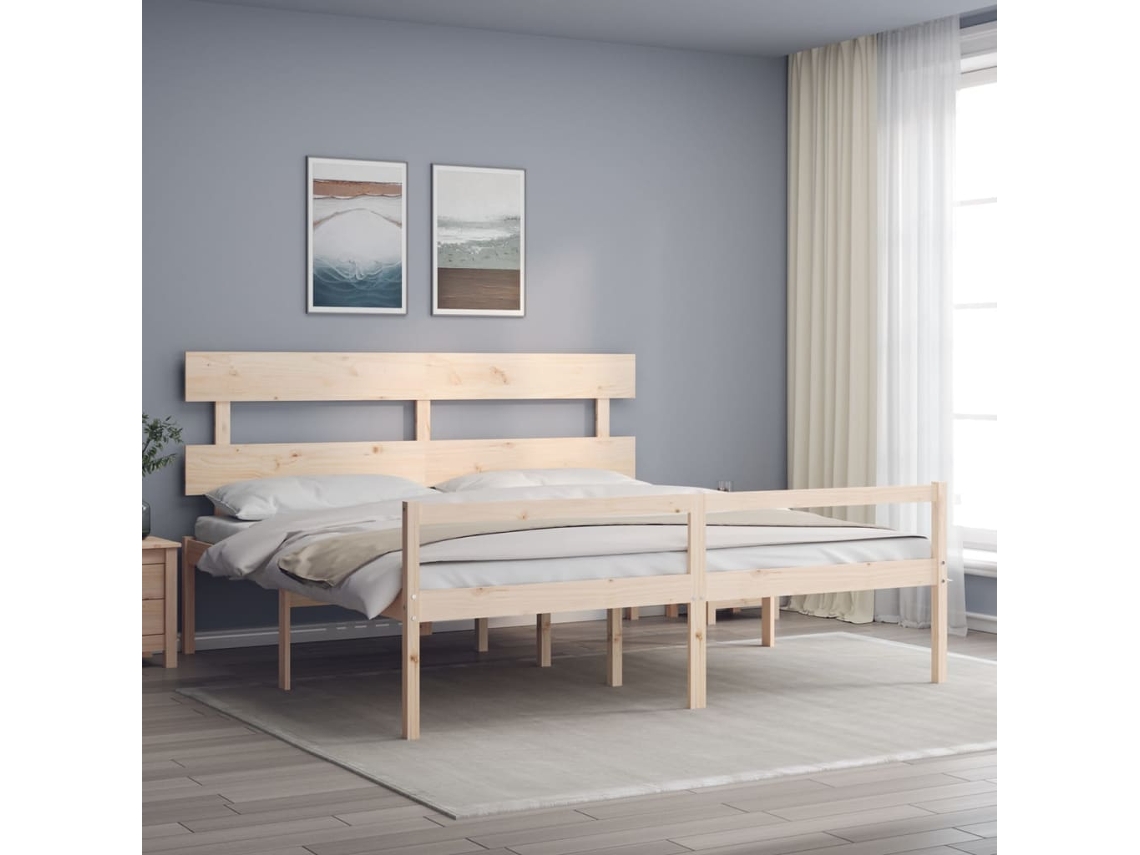Cama Para Idosos Super King Size Com Cabeceira Madeira Maciça