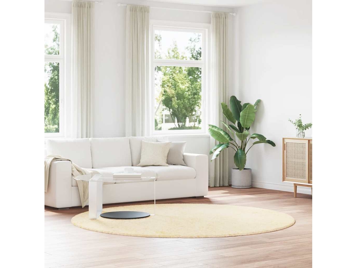 Vidaxl Tapete Shaggy De Pelo Alto Navarra 240x240 Cm Poliéster Creme