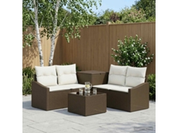 Vidaxl Conjunto De Sofás 6 Unid. Marrom E Branco Creme