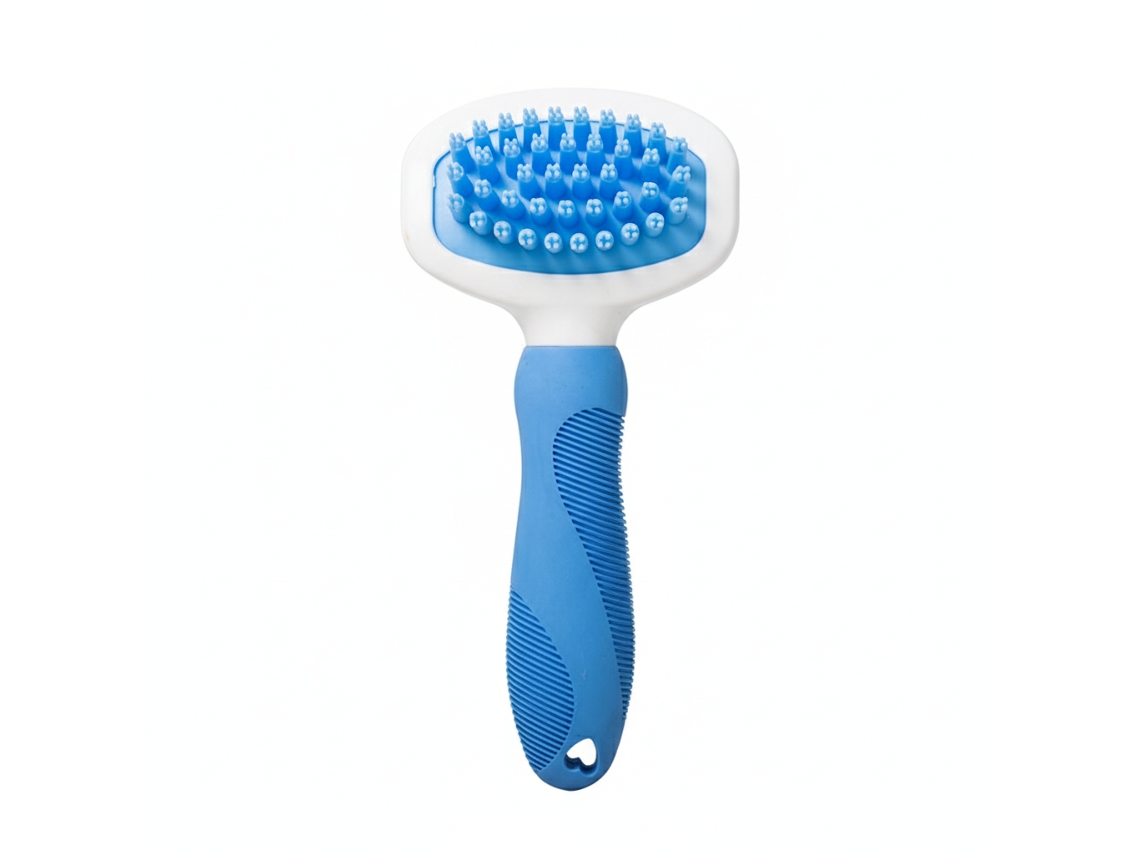 Escova Banho Pet Massagem Remove Pelos Azul