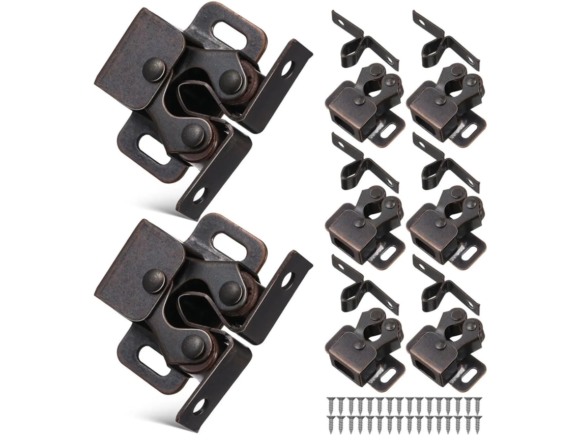 Conjunto De 8-fechos Duplos Com Rolos E Mola Reforçada Portas Armário Cozinha
