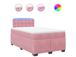 Cama Boxspring com Colchão 120x190 Cm Veludo Rosa MAISON EXCLUSIVE