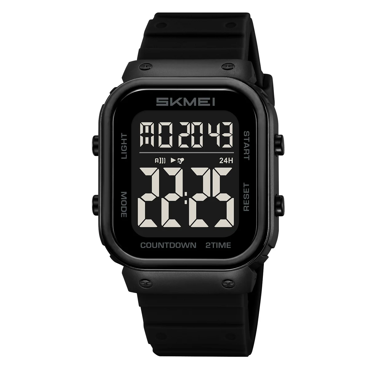 Relógio de Pulso Eletrônico Digital Esportivo Masculino com Despertador e Luz Led MDUG (preto)