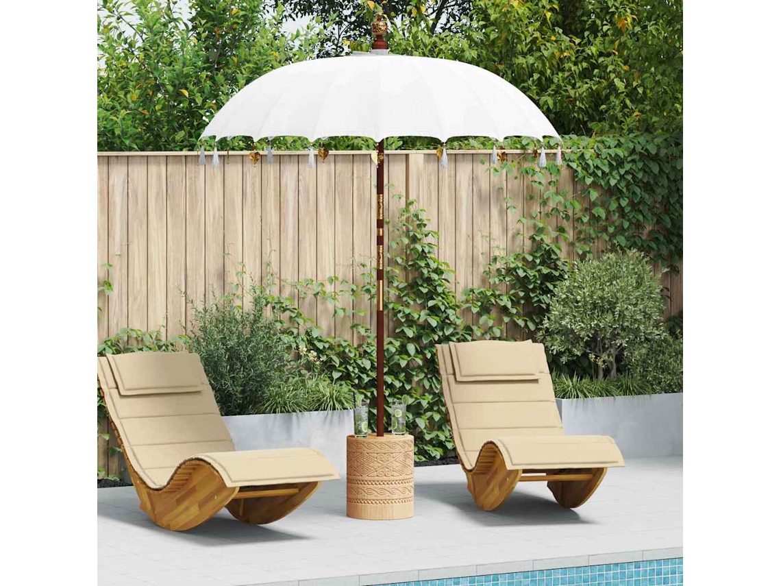 Vidaxl Parasol Balinês Com Base 250 Creme E Natural 190 X 190 X 250 Cm