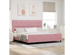 Vidaxl Cama Box Com Cabeceira Rosa 200 X 200 Cm Veludo