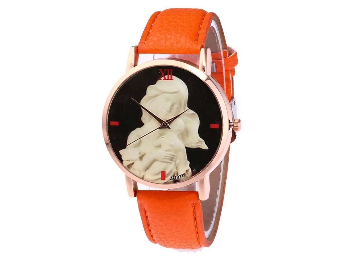 Reloj Unisex Niños Niñas Correa Cuero Pu Casual De Moda (naranja)