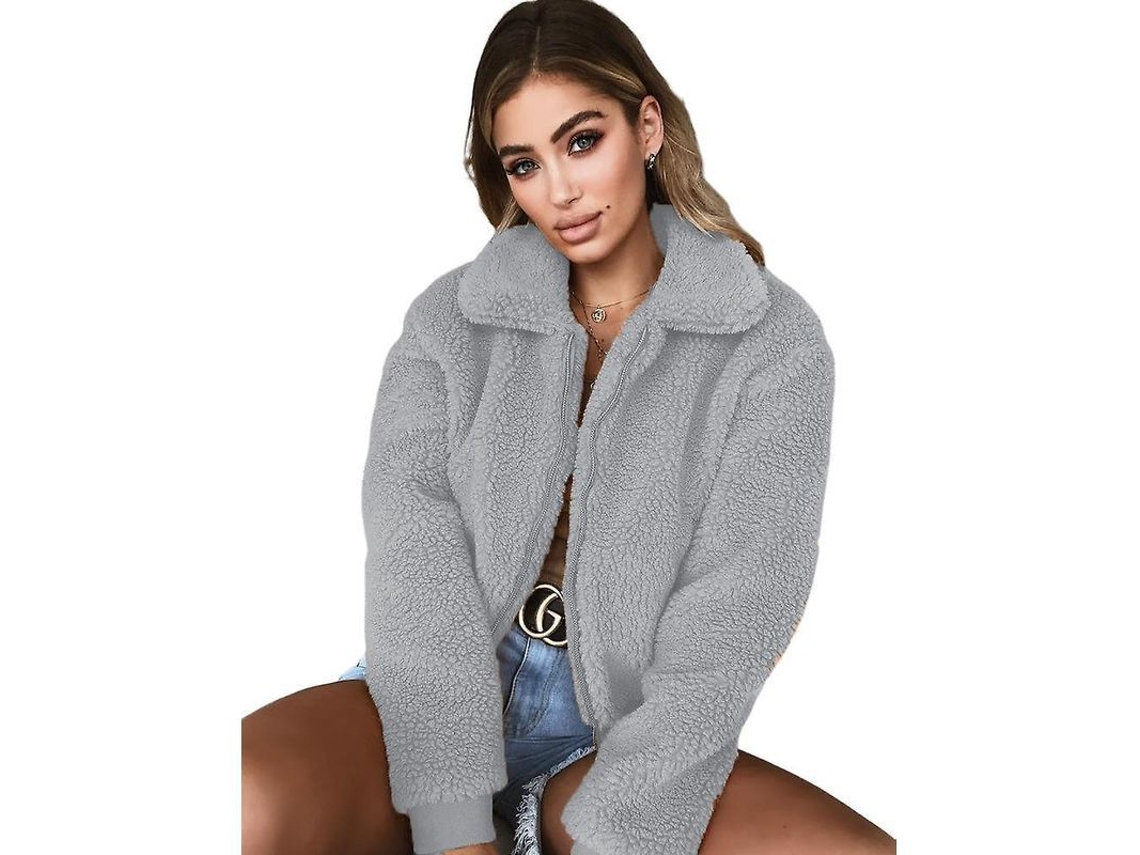 Fasst abrigo de Alpaca Suave para Mulher Moda Nova Cor Sólida Quente