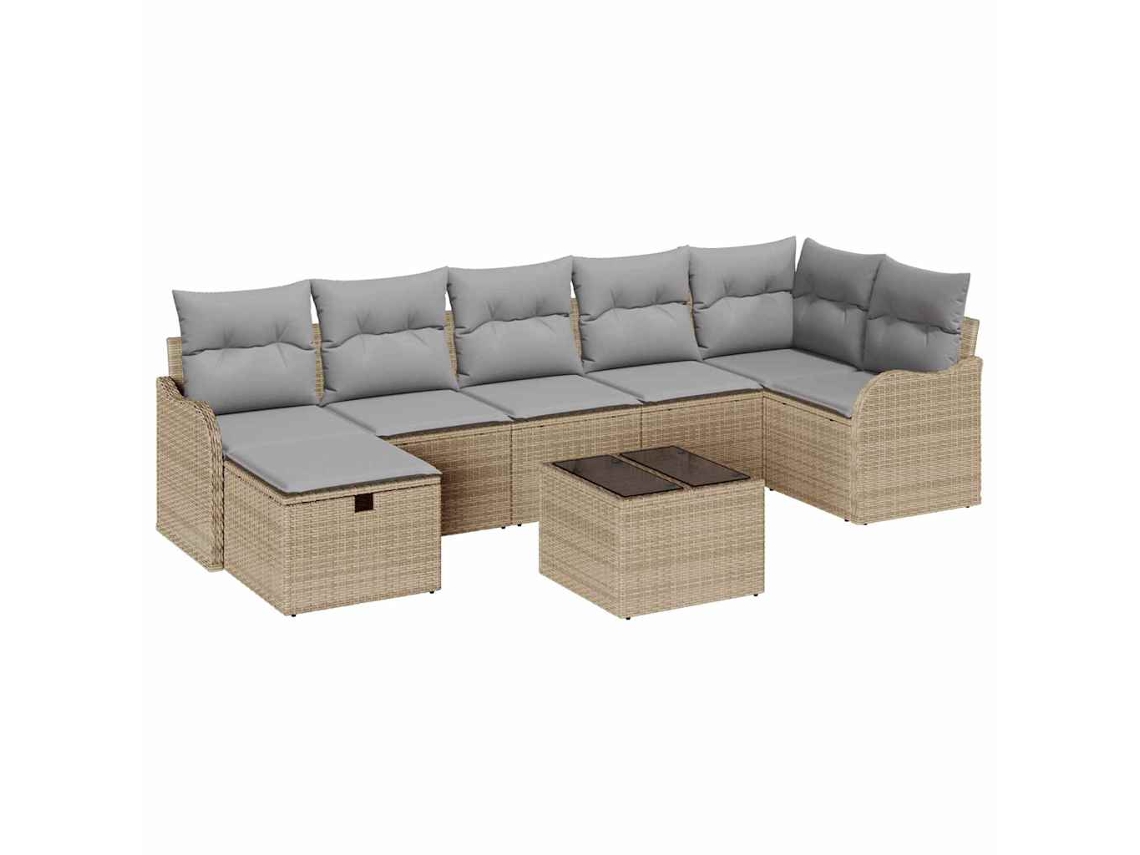 Maison Exclusive - Conjunto De Sofás Com Almofada Bege E Cinza Claro Vime Pe