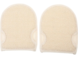 Conjunto de 2 acessórios esfoliantes para banheiro, com algodão e fibras respiráveis, de secagem rápida.