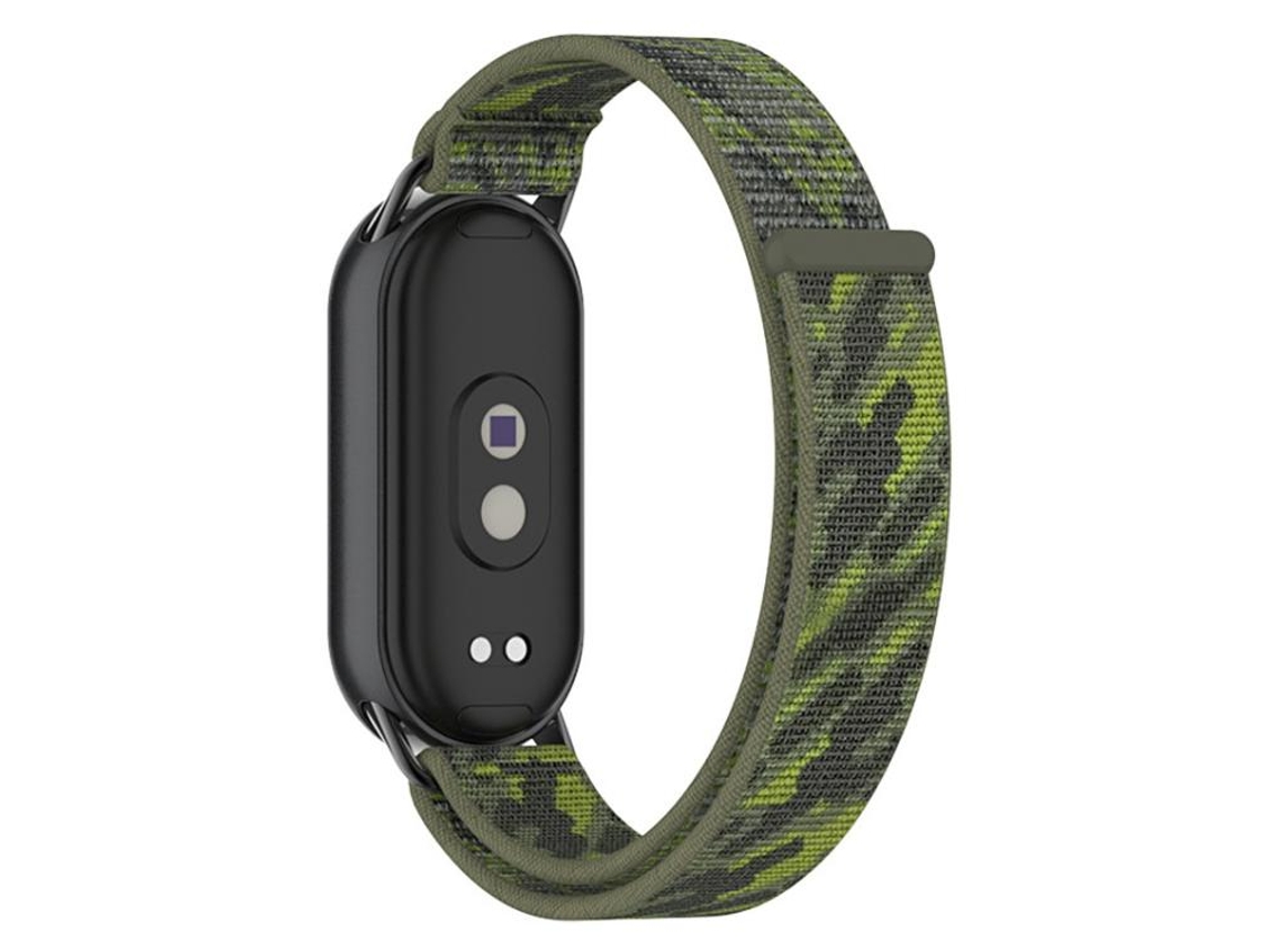 Bracelete Para Xiaomi Smart Band 10/9/8/nfc - Nylon Trançado - Conector De Metal Verde Camuflado Oficial