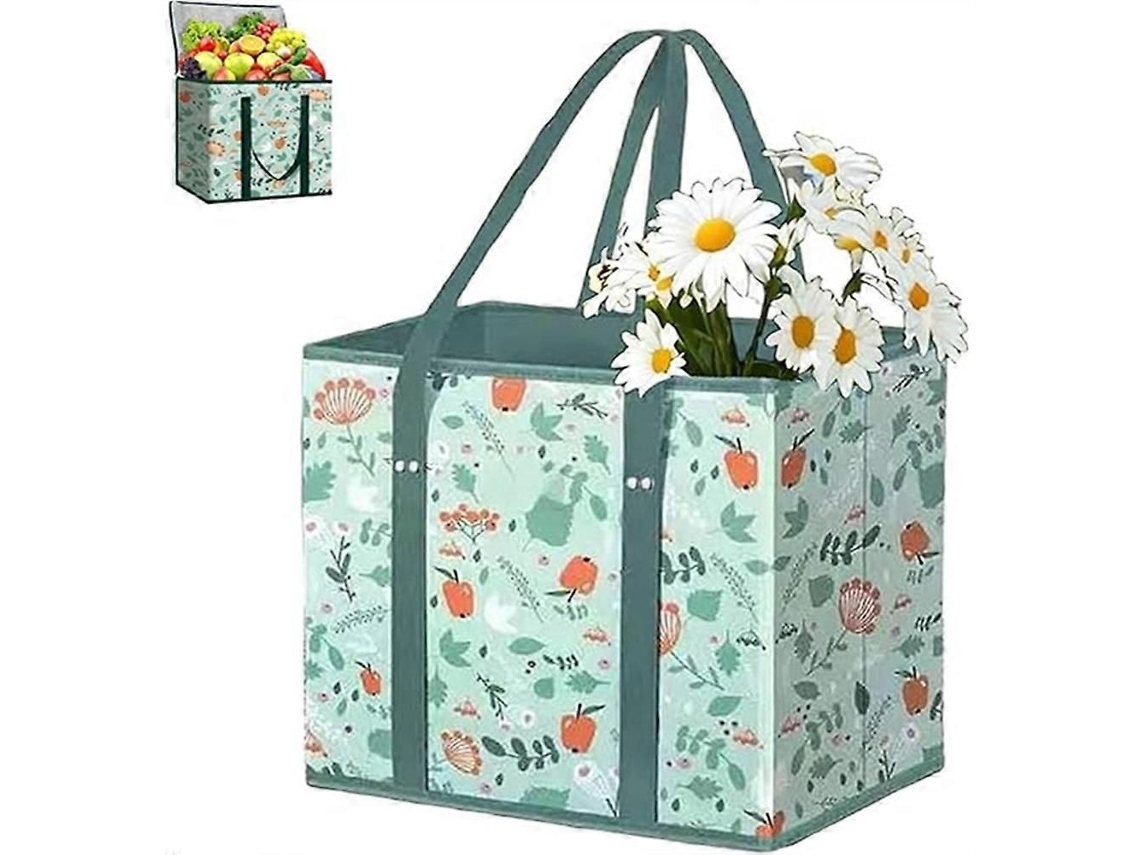 Sacolas de Compras, Compras Reutilizáveis, Sacola Piquenique Dobrável Grande Capacidade em Tecido Não Tecido, Fundo Reforçado Co GOKOCO