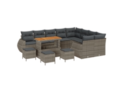 Conjunto 13 Conjunto De Sofá De Jardim Vidaxl Cinzento Vime Pe (298 X 234 X 85 Cm)