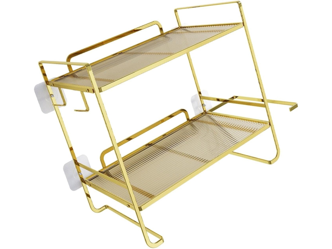 Organizador De Banheiro Compacto Com 2 Prateleiras Ferro Para Vaso Sanitário, Montado Na Parede, Ideal Para Organizar