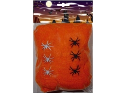 Decorações de Halloween DISFRAZZES Teia de Aranha Laranja com 6 Aranhas (100 gr)