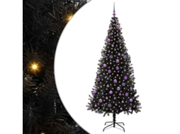 Árvore De Natal Artificial Com Led Vidaxl Preto Pvc (210 Cm)