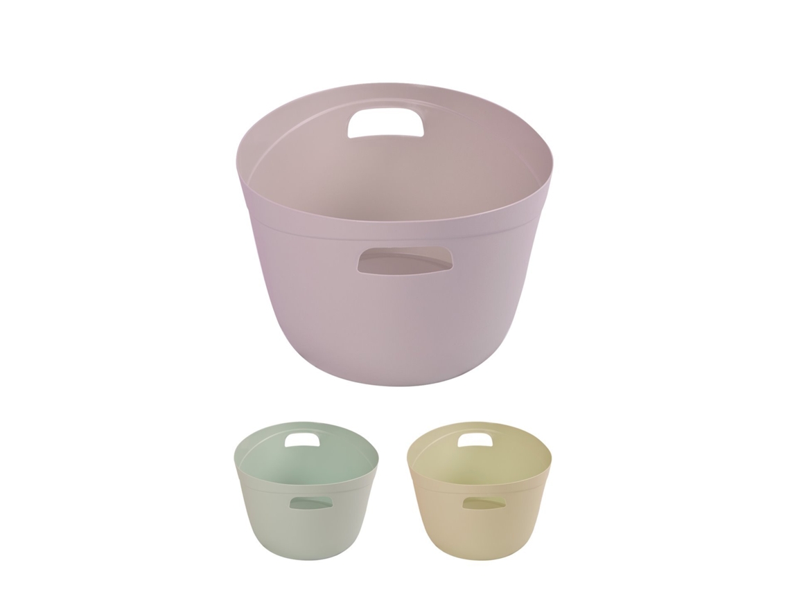 Cesta Multiusos 22l Con Asas - Cesto De Plástico Ovalada Rosa 22l