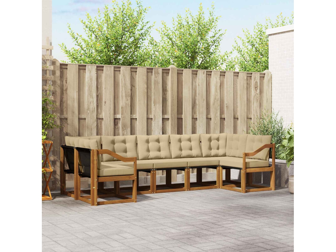 Vidaxl Conjunto De Sofás Para Exterior 7 Unid. Natural E Bege