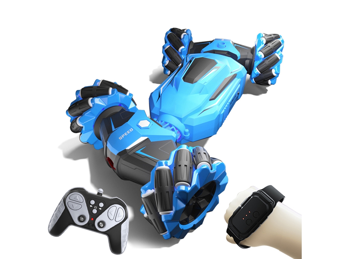 Mali carrinho de Controle Remoto para Crianças, Carro Stunt Off road com Controle por Gestos, Luzes e Música, Azul