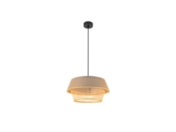 Candeeiro De Teto Suspenso Yovani Com Altura Regulável E27 Ip20 10110xø46x46cm Em Metal, Tecido E Bambu Colorido Fabrilamp (220/240v)