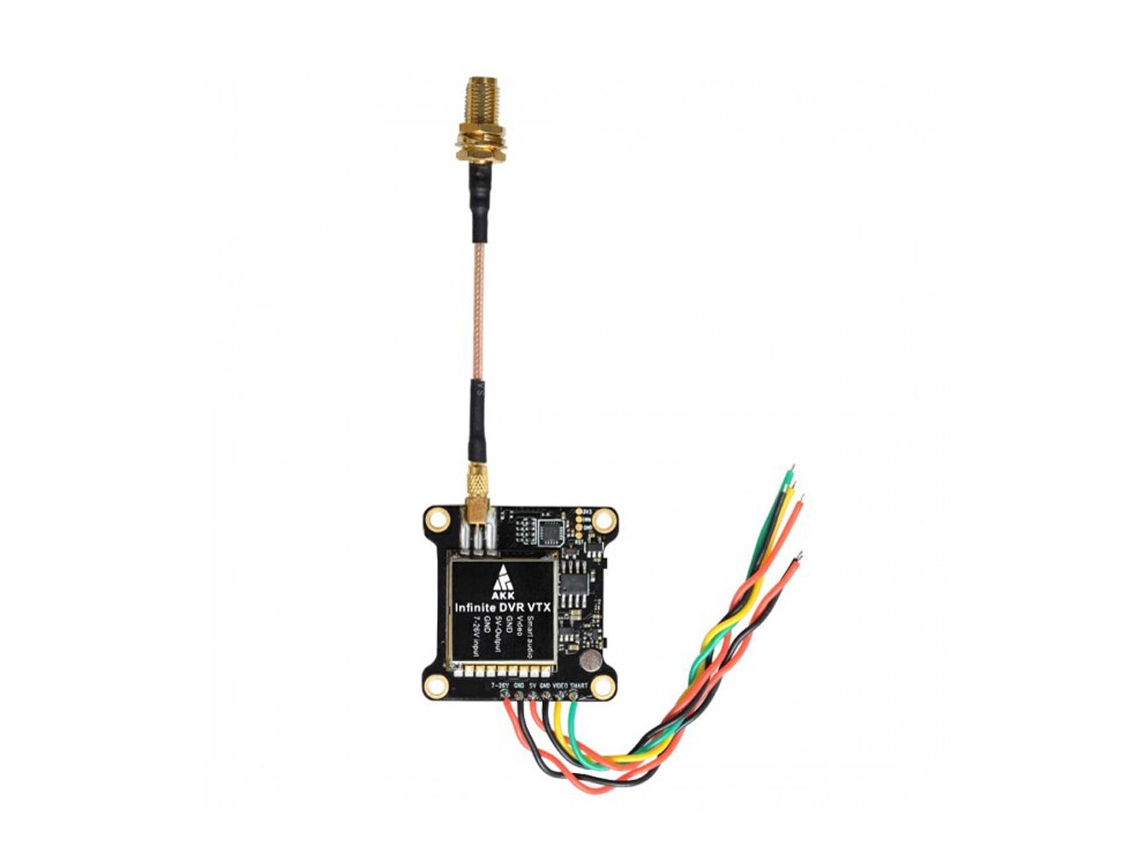 Transmissor AKK Infinite DVR VTX 252006001000 MW FPV com alimentação comutável e suporte de áudio inteligente