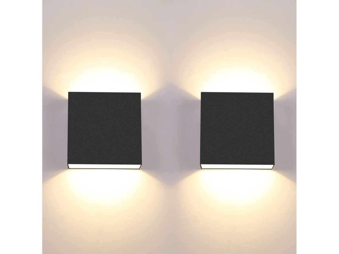 2pcs Aplique De Parede Led 7w Moderna,luz Branca Quente 3000k,quadrada Preta Para Quarto,sala,colunata E Jardim Btforus