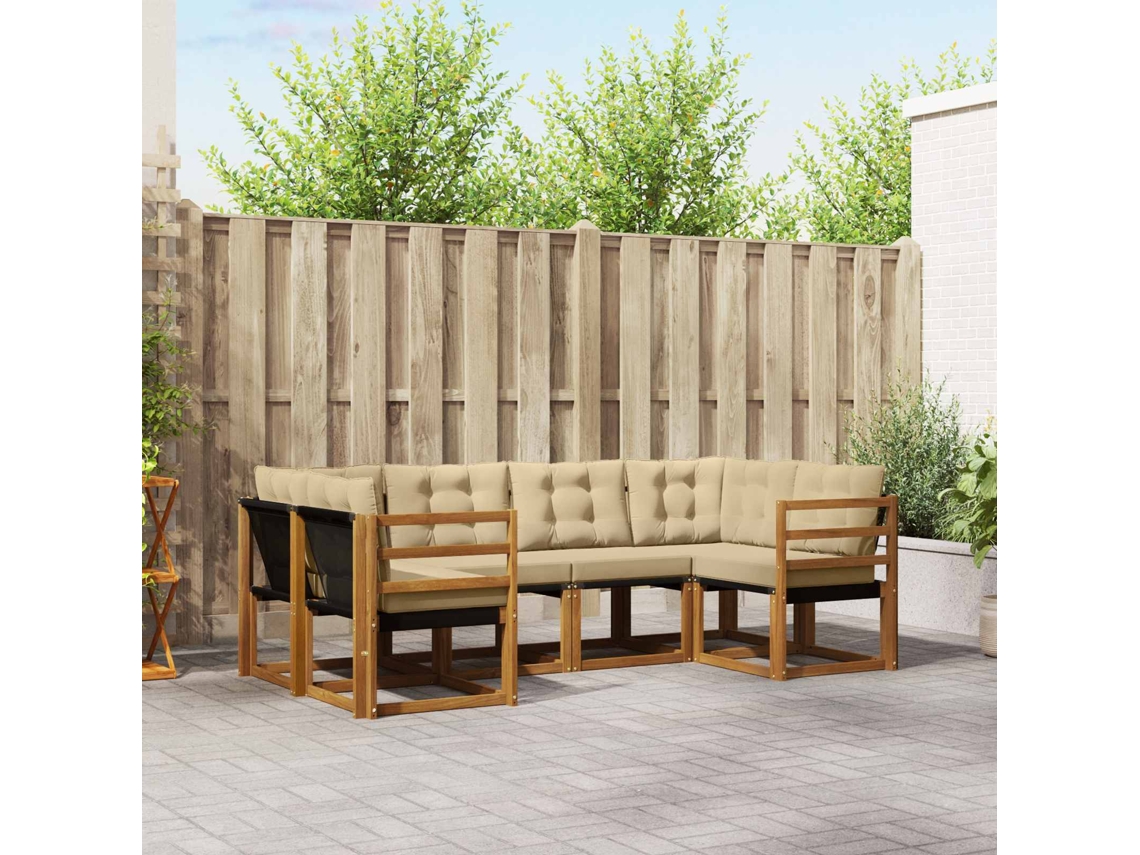 Vidaxl Conjunto De Sofás Para Exterior 6 Unid. Natural E Bege