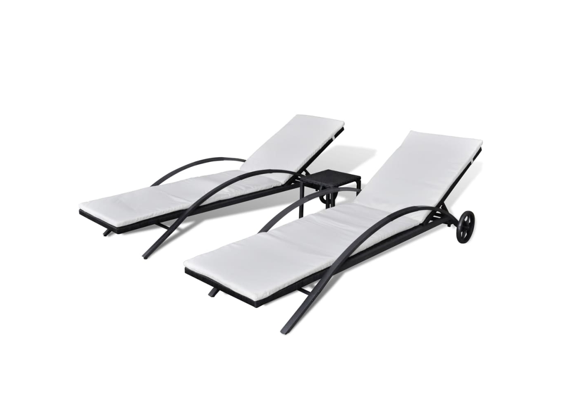 Maison Exclusive - Espreguiçadeiras Com Mesa Vime Pe Preto