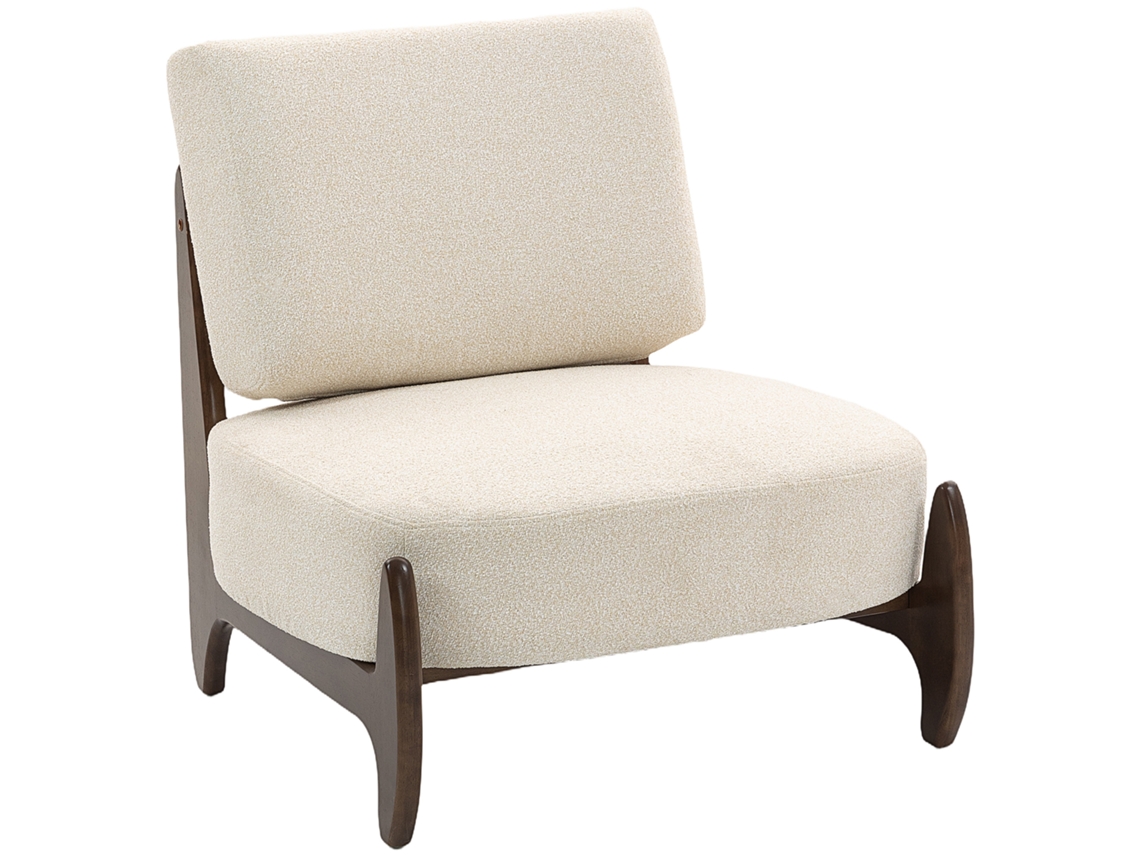 Poltrona Estofada em Chenille, Confortável, Almofada, Assento Acolchoado, 72x73,5x81cm, Creme CHEZMOI