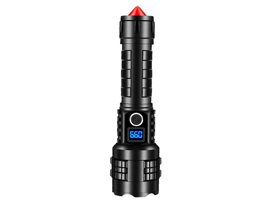 Potente Lanterna Tática Led P70 Com 3 Modos De Visualização De Energia Usb E Martelo De Auto-resgate Para Emergências Em Janelas Partidas