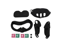 Conjunto Capa Silicone para Meta Quest 3 Óculos Vr: Capa Protetora, Grip Controle e Tampas